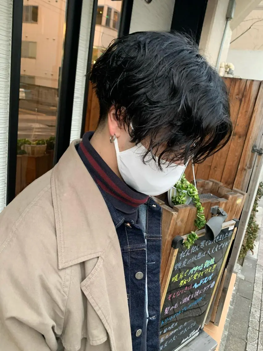 ショート パーマ メンズ マッシュ メンズパーマ カット yoshi （髙橋）のヘアスタイル