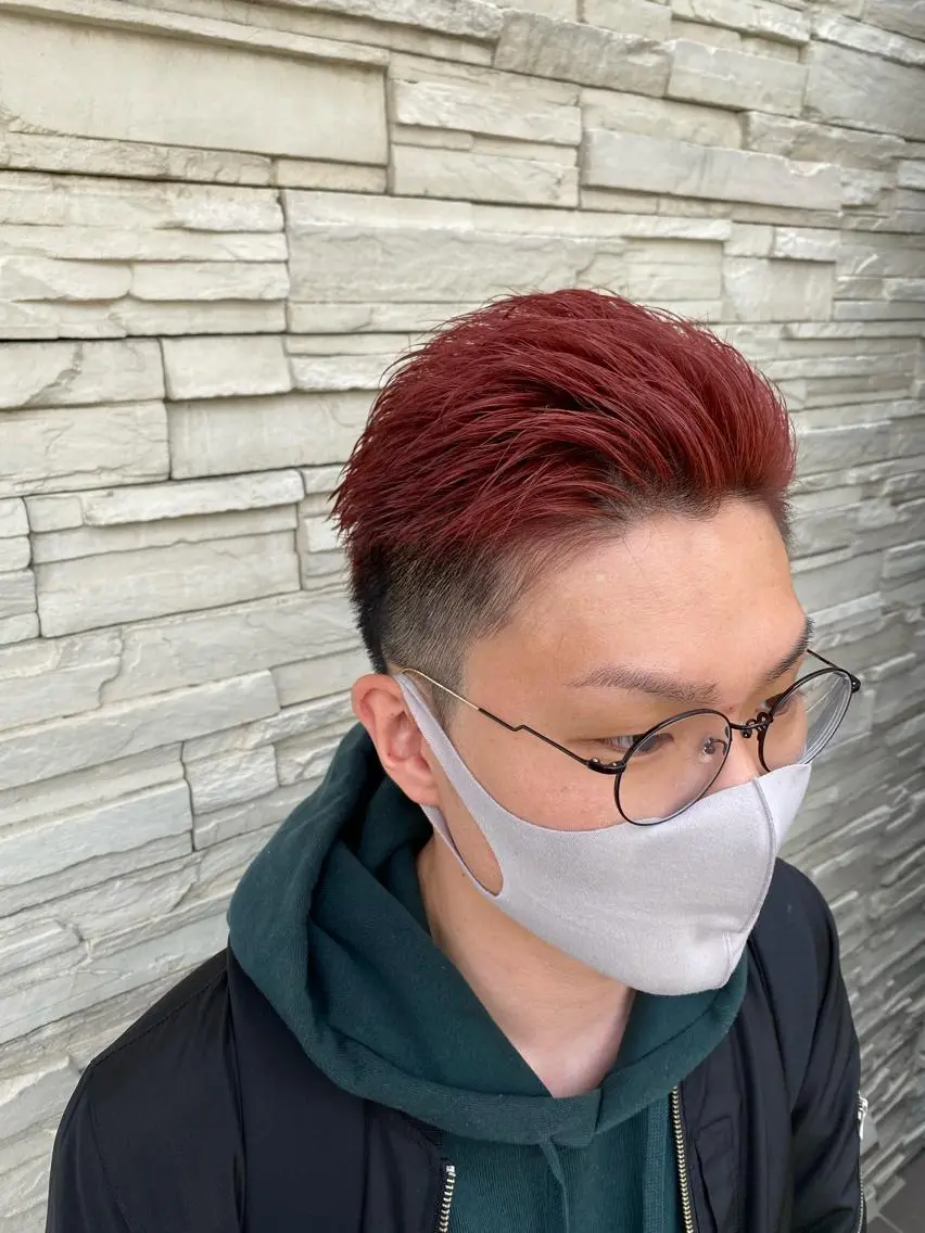 ショート カラー メンズ メンズベリーショート ベリーショート レッドカラー ショートヘア カット ヘアカラー 塩谷黎✨イルミナ カラーメンズパーマ✨のヘアスタイル