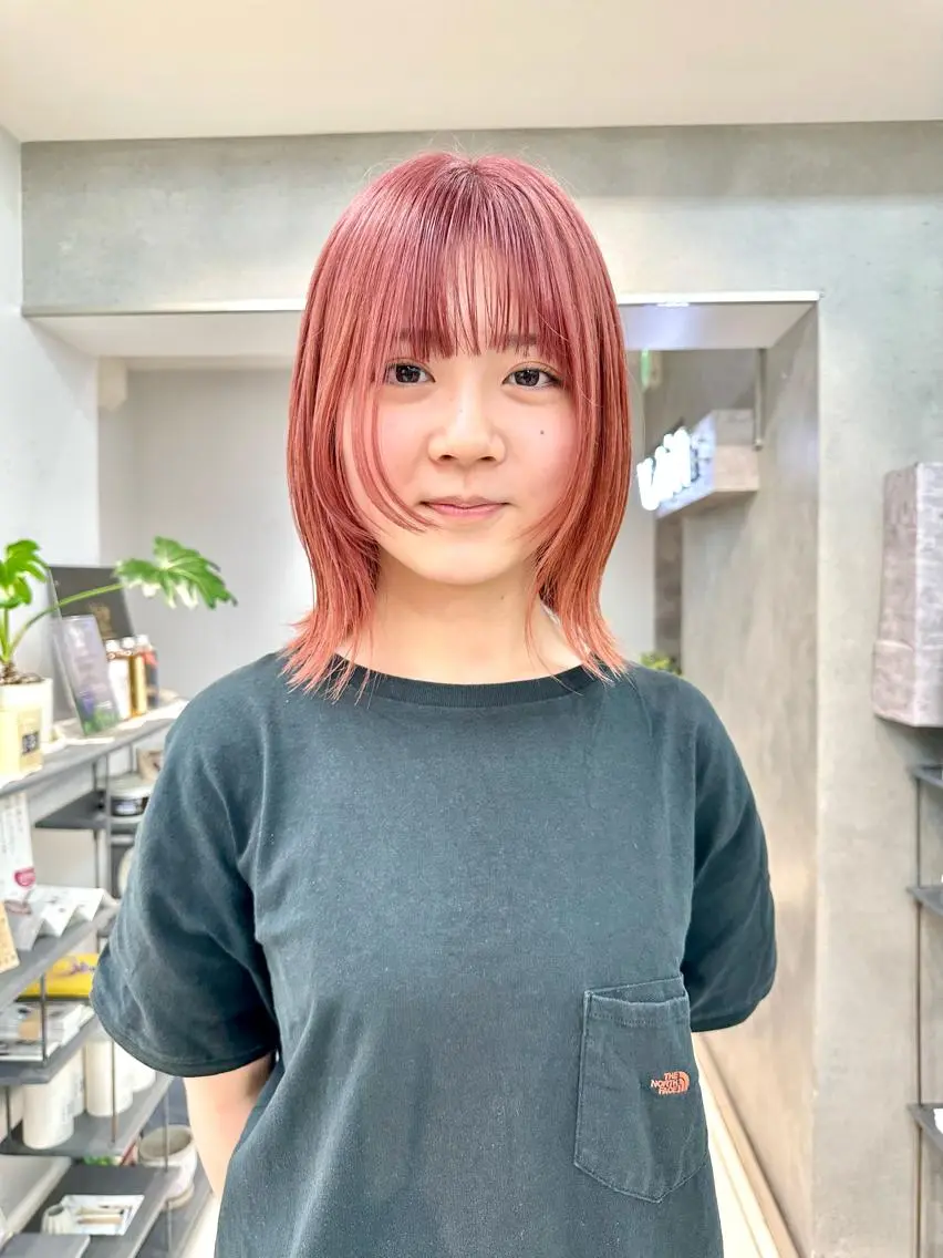 ミディアム カラー パーマウルフショート 濱田匠のヘアスタイル