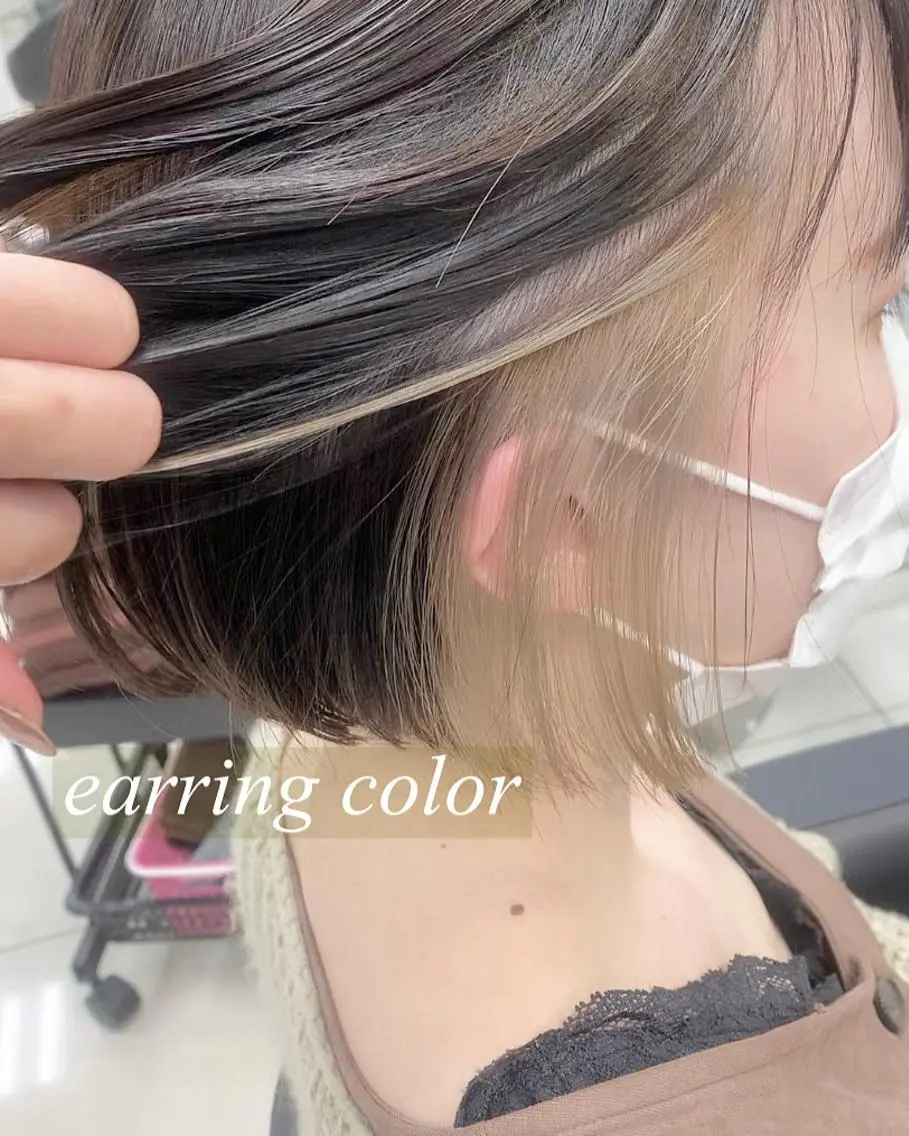 ショート カラー ブリーチ イヤリングカラー インナーカラー ボブ 【髪質改善】 kasumi🌷🌷のヘアスタイル