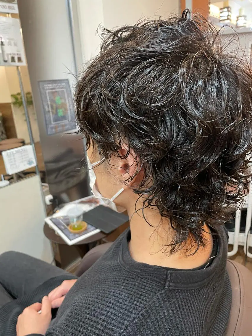 パーマ メンズ メンズパーマ メンズウルフカット ウルフカット MATSURI BASE.AWAJIのヘアスタイル