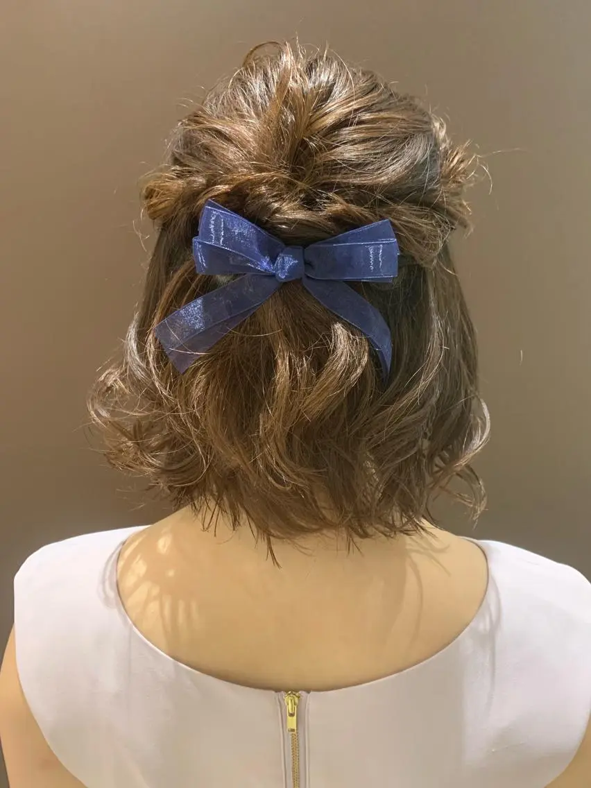 ミディアム ヘアアレンジ きむえり/髪質改善 /うねり広がり改善のヘアスタイル