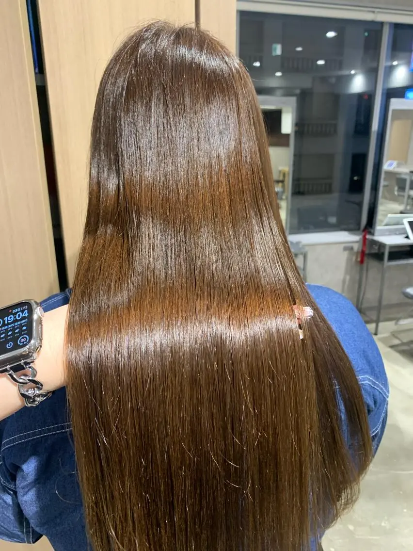 ロング カラー パーマ 新宿♥ハッシュカット 暖色カラー♥Unaのヘアスタイル