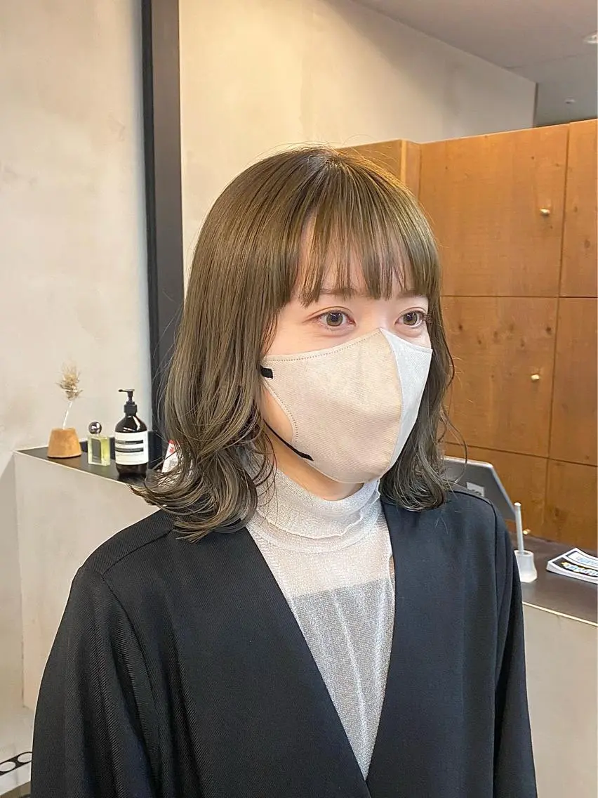 ミディアム カラー パーマ ヘアアレンジ カット ヘアカラー トリートメント ハル🌸柔色/ ブリーチなし/艶髪のヘアスタイル