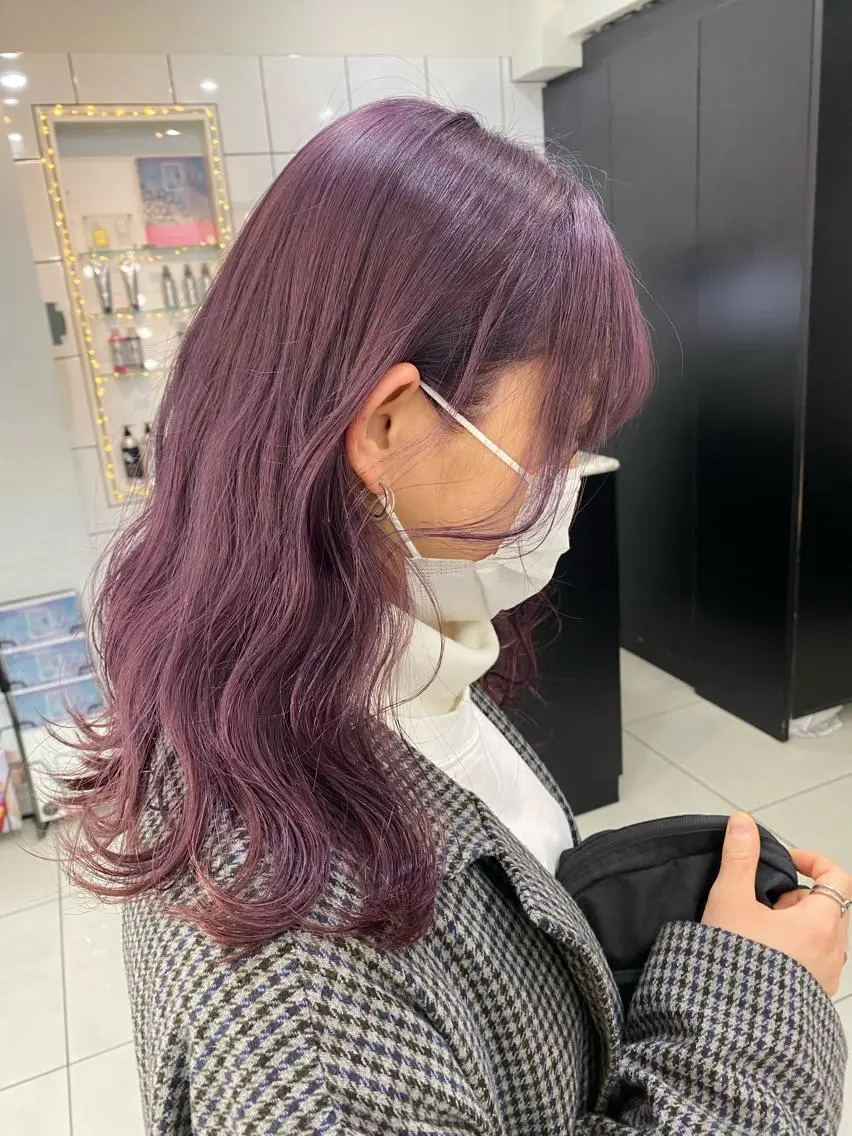 セミロング カラー ヘアアレンジ ラベンダーカラー ピンクカラー ピンクラベンダー SHACHU ayamiのヘアスタイル