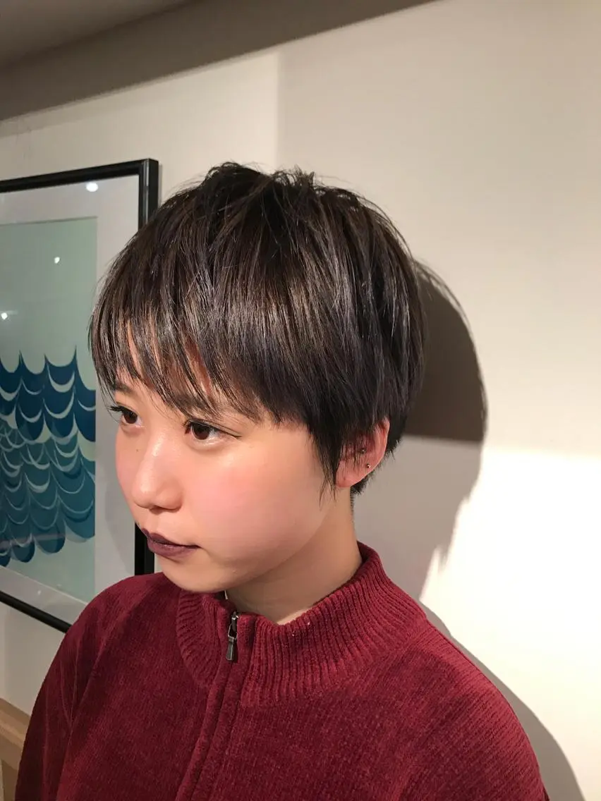 ショート ショートヘア ボブ♡柔らかいカラー 實松栞理のヘアスタイル