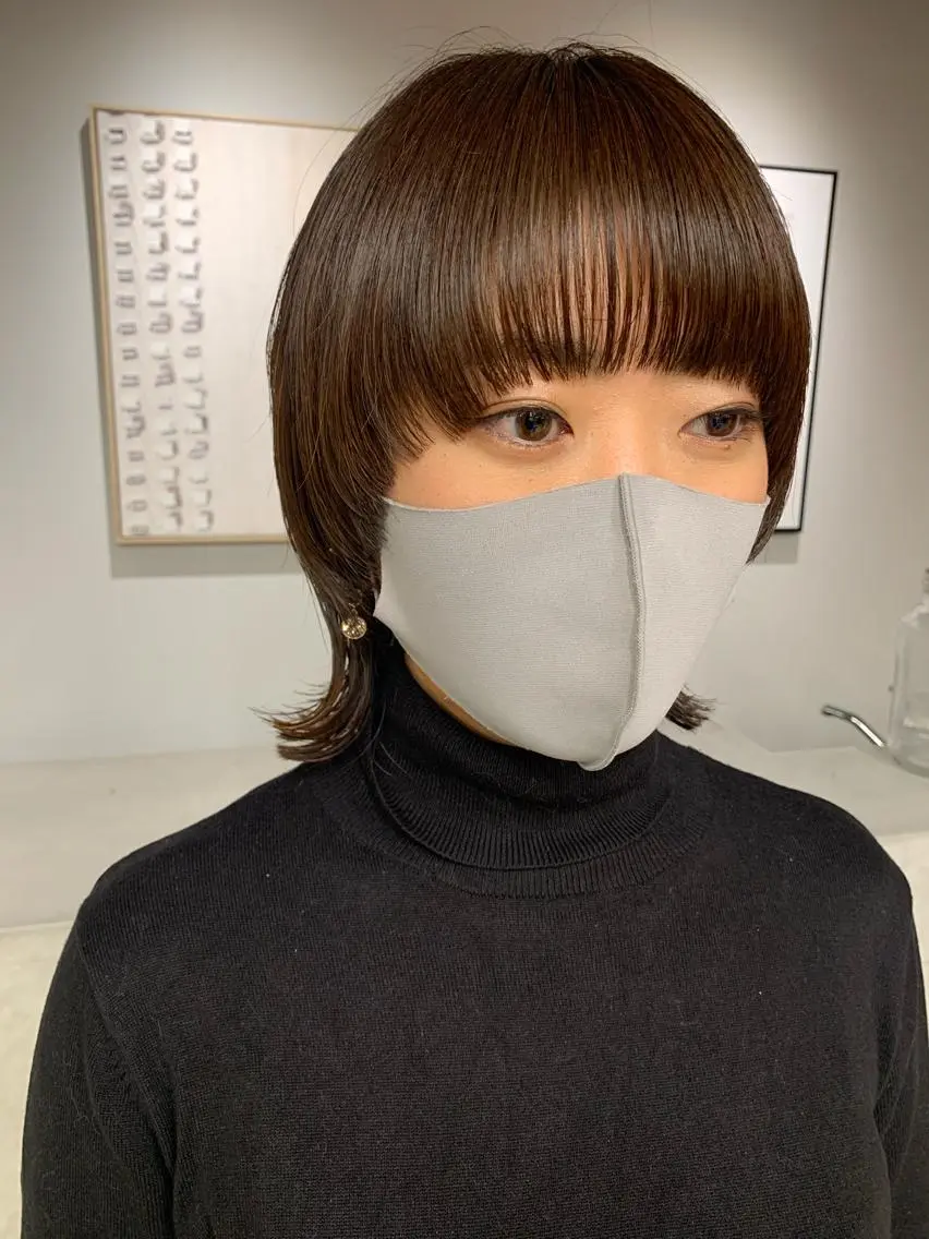 ショート カラー ヘアアレンジ ワイドバング ウルフカット クドウレイ fifth神南のヘアスタイル