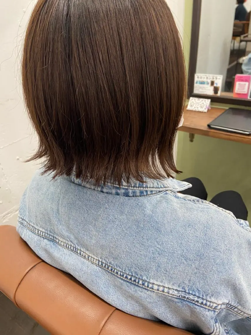 ミディアム カラー 切りっぱなしボブ ボブ 久木原 ゆりのヘアスタイル