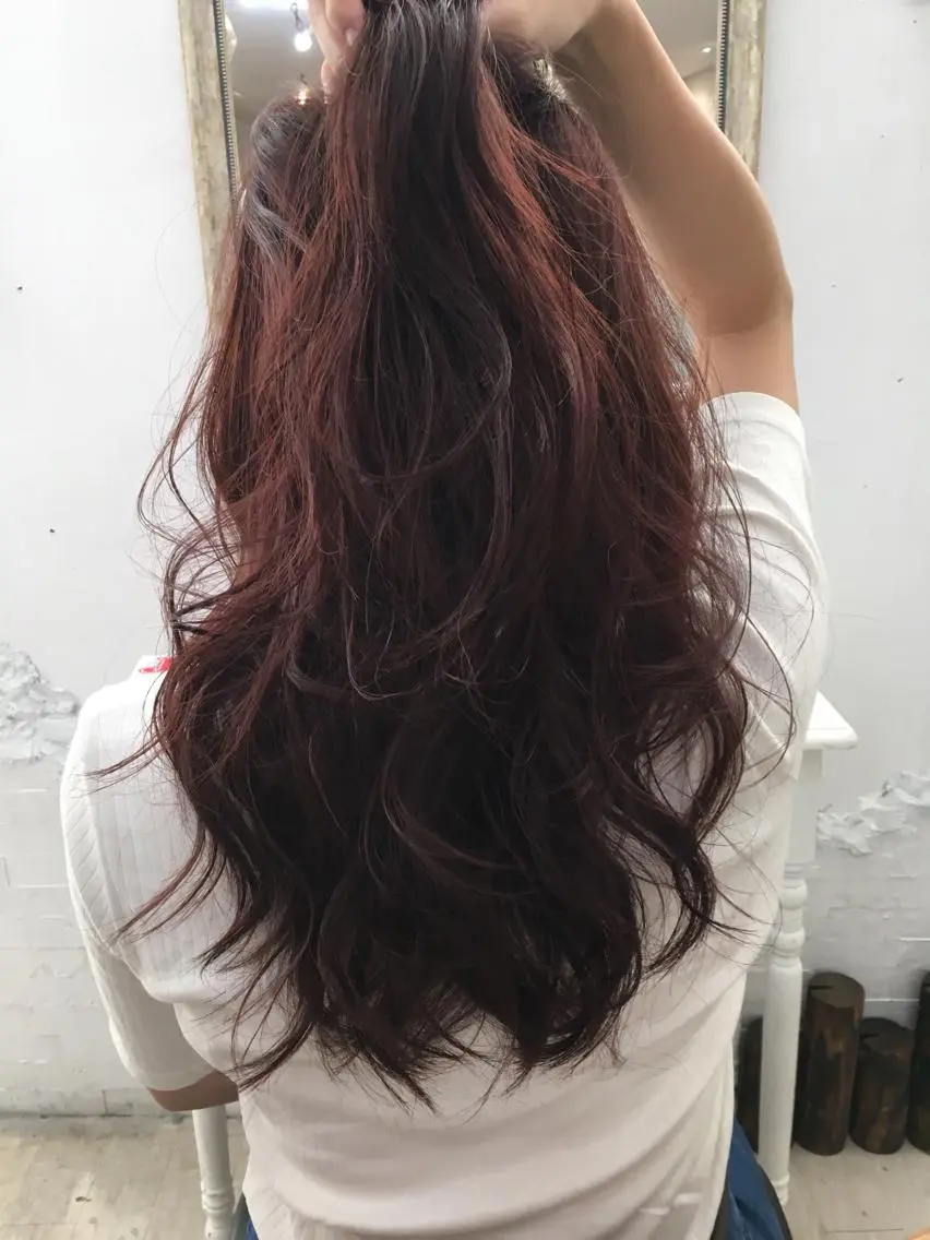ショート ミディアム セミロング ロング カラー ピンクカラー エクステ(レミー毛) NINEのヘアスタイル