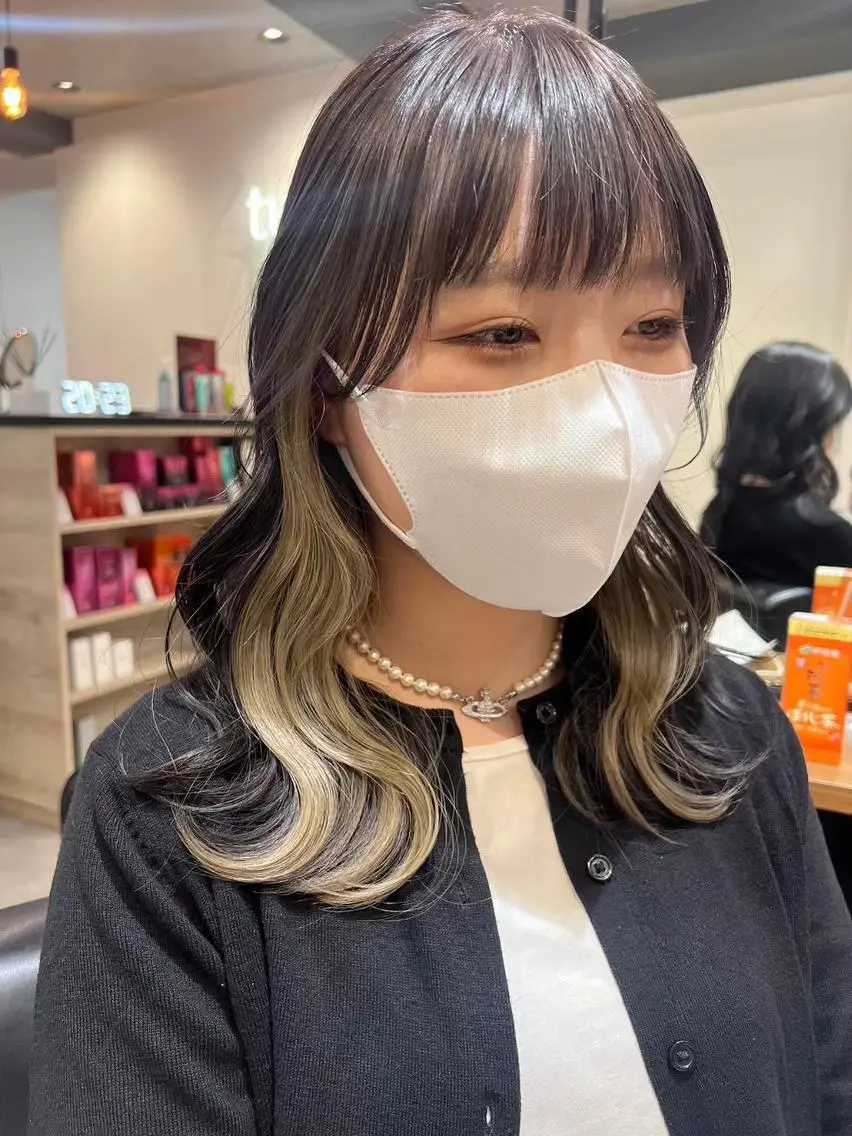セミロング カラー グラデーションカラー 顔周りカット 🌼ベージュ/暖色 🌼すずのヘアスタイル