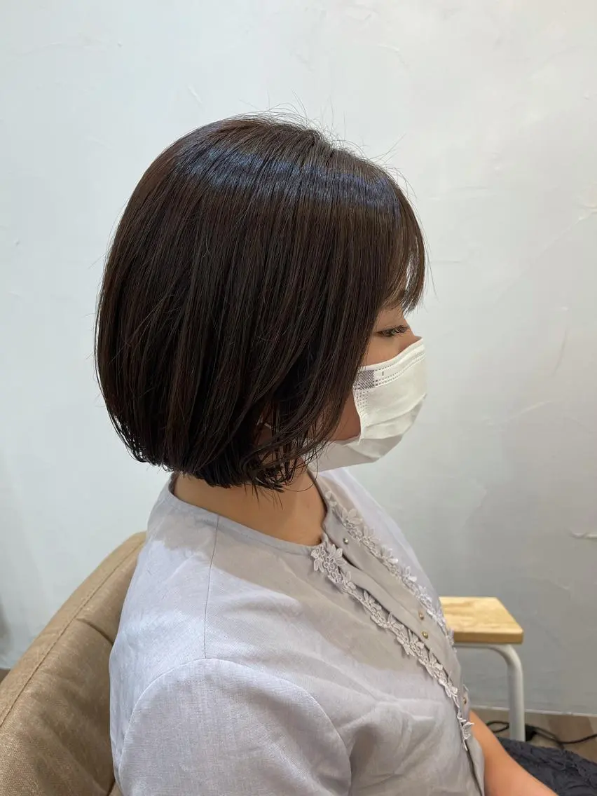 ミディアム カラー 透明感カラー ボブ メンズhair /こえびのヘアスタイル