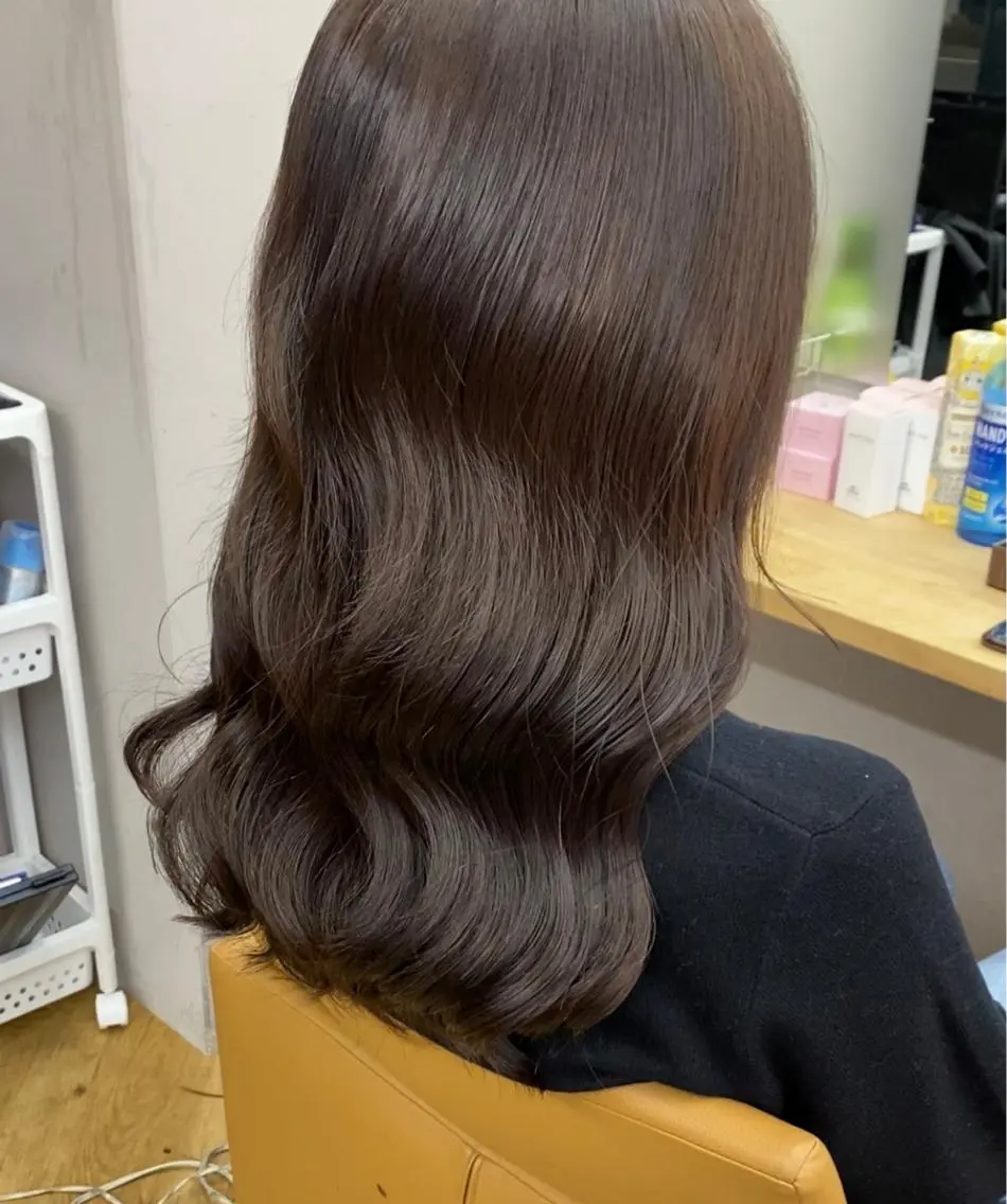 セミロング カラー カット ヘアカラー トリートメント ヘアセット プル艶職人/ にしものヘアスタイル