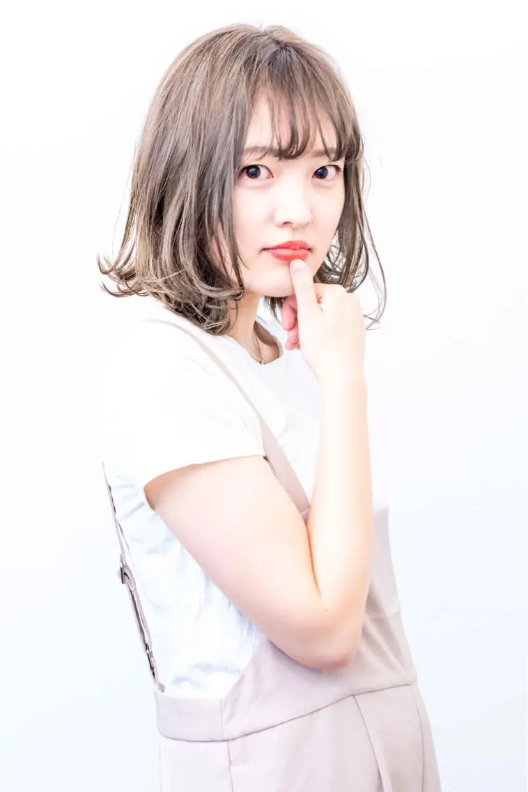 ミディアム カラー パーマ カット ヘアカラー トリートメント La Ruelle 江曽島店/髪質改善のヘアスタイル