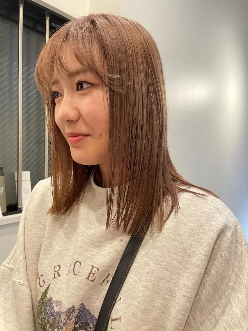 ミディアム カラー やまさきえりこ ニュアンスパーマのヘアスタイル