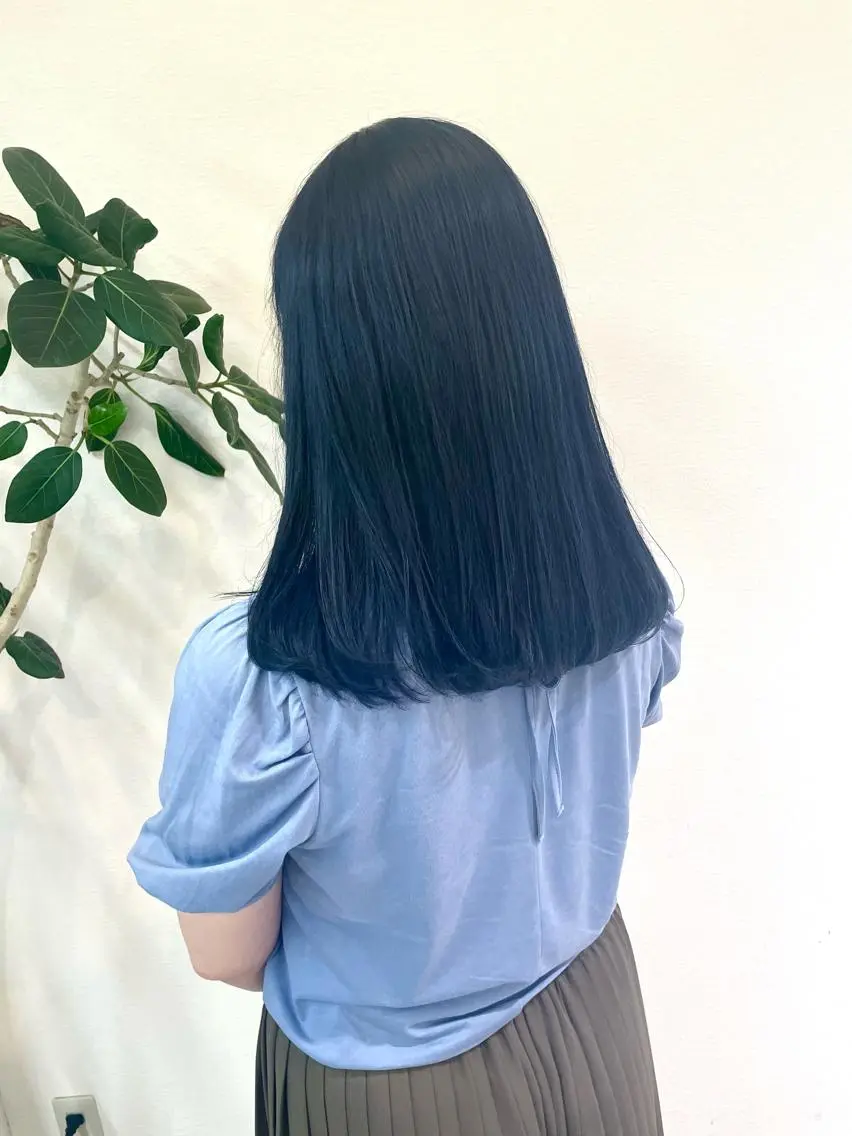 ロング カラー ブルーカラー ダブルカラー 田中大星 /ボブ 縮毛矯正のヘアスタイル