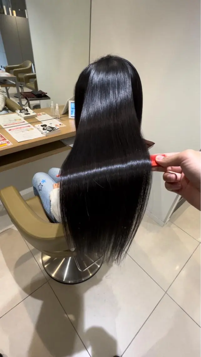 ロング 髪質改善 韓国風ヘア 縮毛矯正 トリートメント 酸性ストレート トリートメント 美髪ストレート AOYAGIのヘアスタイル