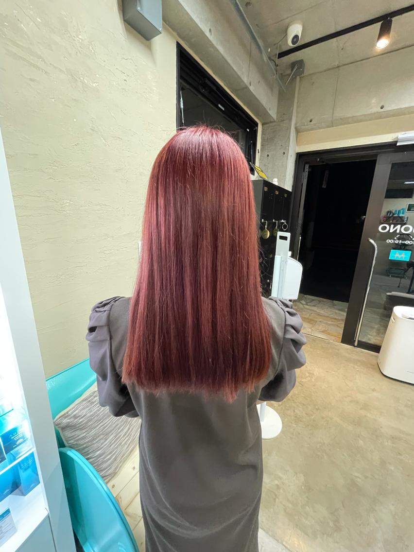 カラー ブリーチ ピンクカラー デザインカラー／ 梶本 乃梨叶のヘアスタイル