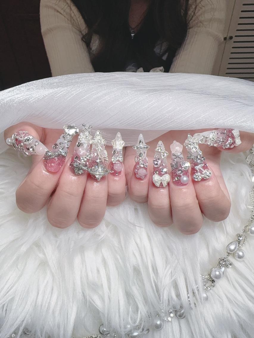 ネイル 成人式 ジェルネイル マグネットネイル 大理石ネイル(マーブル) 持ち込み ハンドネイル K.bi_nail ネイル長さ出し専門店のネイルデザイン