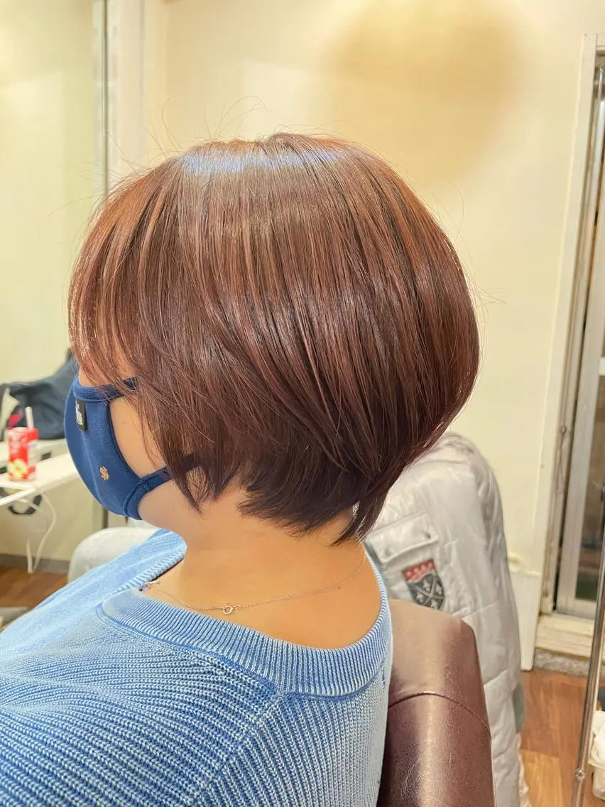 ショート 丸みショート ラベンダーベージュ ショートヘア カット ヘアカラー トリートメント ヘッドスパ 縮毛矯正の達人 ☆　松本のヘアスタイル