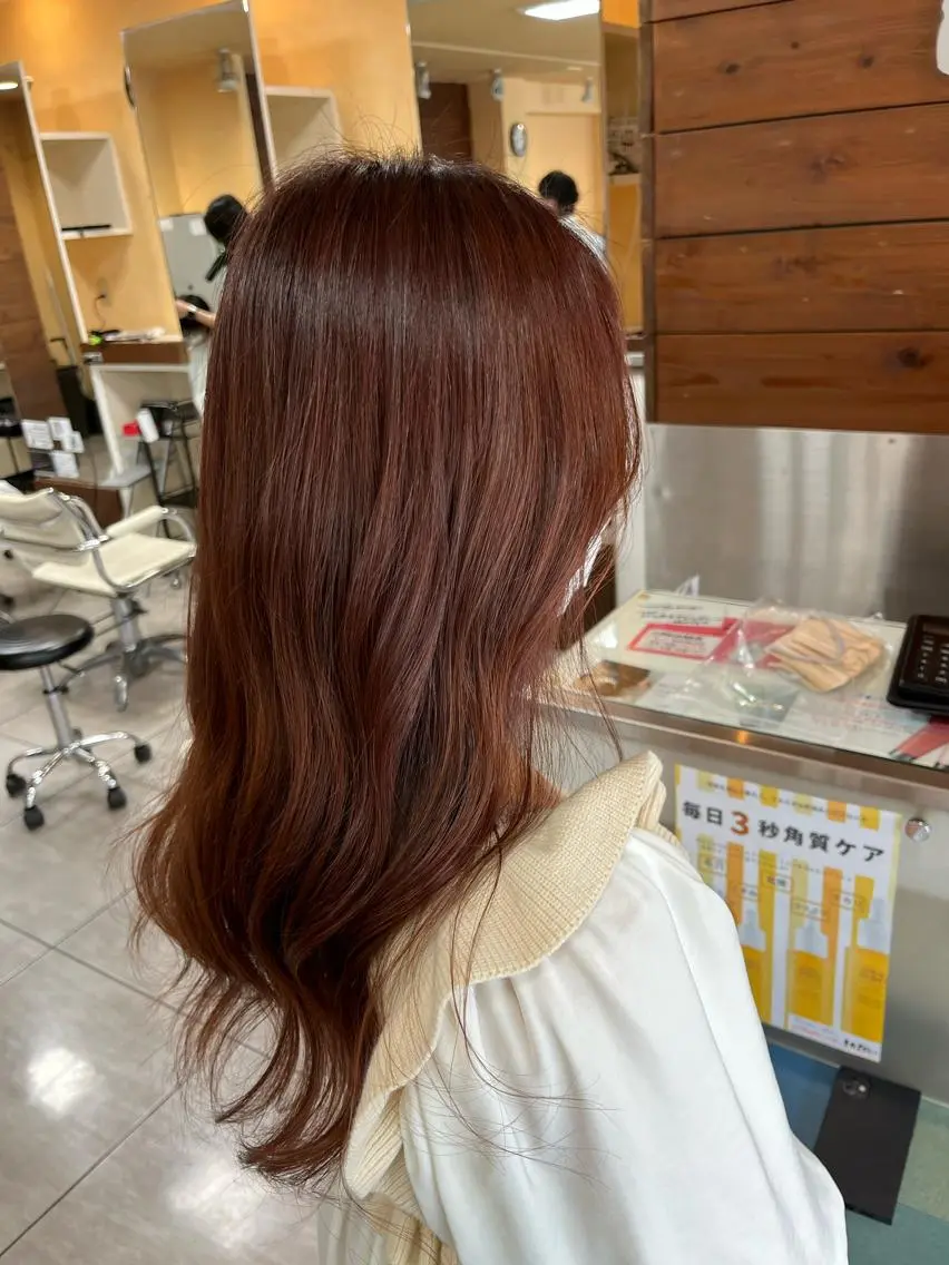 ロング インナー×縮毛矯正 ピンクカラー澤井里菜のヘアスタイル