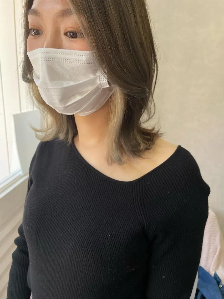 ミディアム ヘアカラー 新福島店長 植松裕也のヘアスタイル