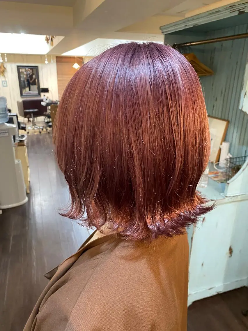 カラー ブリーチ ピンクカラー 麻生 菜々香のヘアスタイル