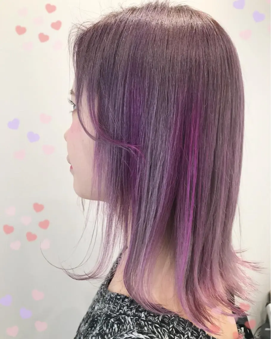 ミディアム カラー ハイライトカラー ピンクカラー ハイライト 新宿駅近♡個室 ♡関口三都季🌜のヘアスタイル