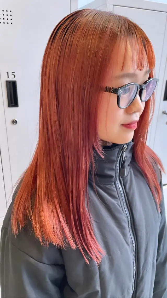 ロング カラー ブラウンカラー オレンジ オレンジレッド レッドカラー レッドブラウン 🔷ダブルカラーハイ トーン🔷櫻井走のヘアスタイル