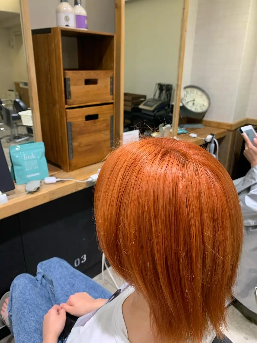 ミディアム カラー パーマ ヘアアレンジ ネイル デザインカラー オレンジ オレンジ カット ヘアカラー トリートメント Sia中野新橋 『JUNYA』のヘアスタイル