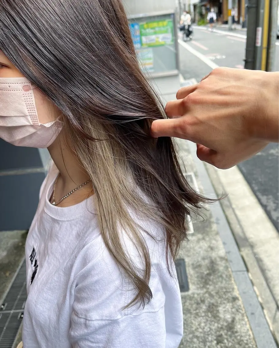 セミロング カラー ベージュカラー ブリーチ インナーカラー HIYOSHI　✂︎ 艶髪職人のヘアスタイル