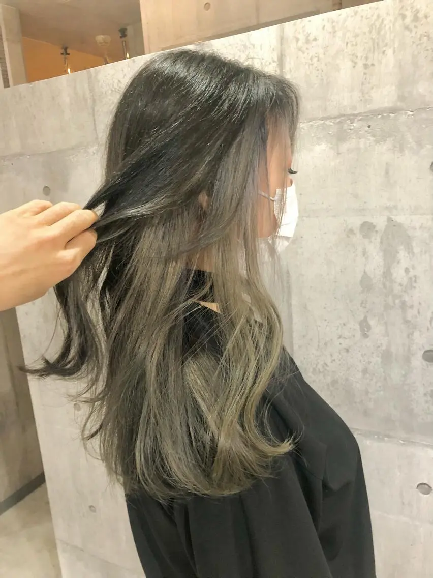 ロング ヘアカラー トリートメント 興津/韓国レイヤー ダブルカラー美髪縮毛のヘアスタイル