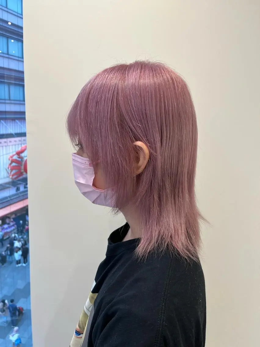 ミディアム カラー ピンクカラー ウルフカット レイヤー⭐️カラー ⭐️平川雅史のヘアスタイル