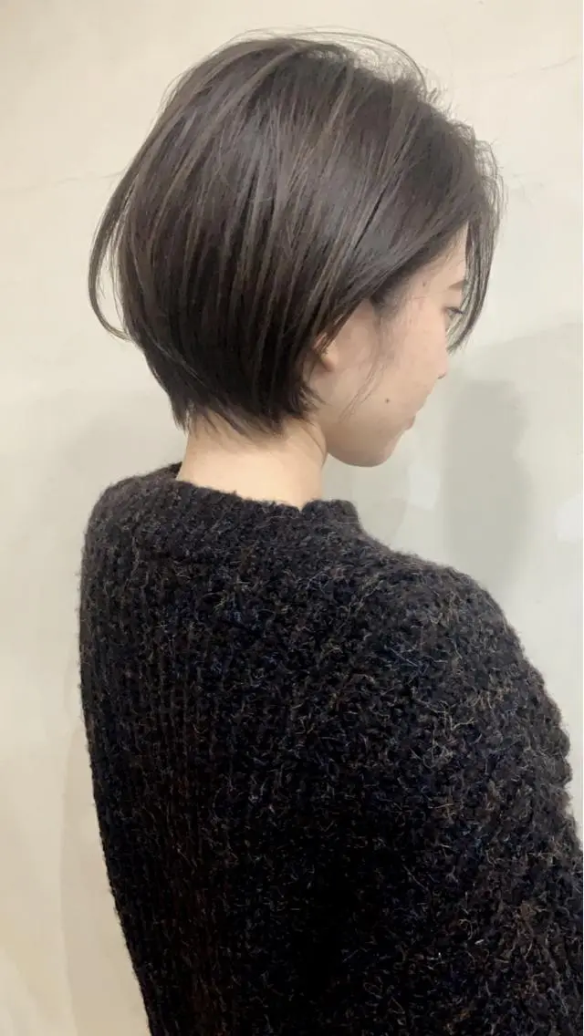 ショート カラー ショートボブ ハンサムショート 丸みショート ハイライトカラー ボブ 京都大人女性ショート 徒歩1分/秋山のヘアスタイル