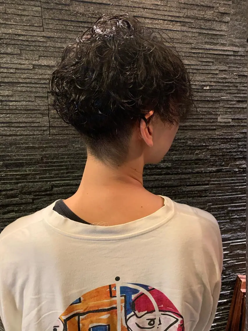 ミディアム パーマ メンズ 田中 千恩のヘアスタイル