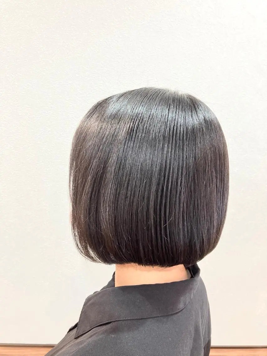 ミディアム パーマ ボブ 髪質改善 トリートメント ストレートパーマ Annon プライベートサロンのヘアスタイル