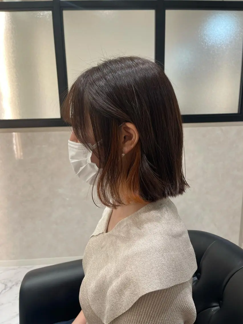 ミディアム カラー ヘアカラー トリートメント emi/髪質改善/ 韓国風/艶カラーのヘアスタイル