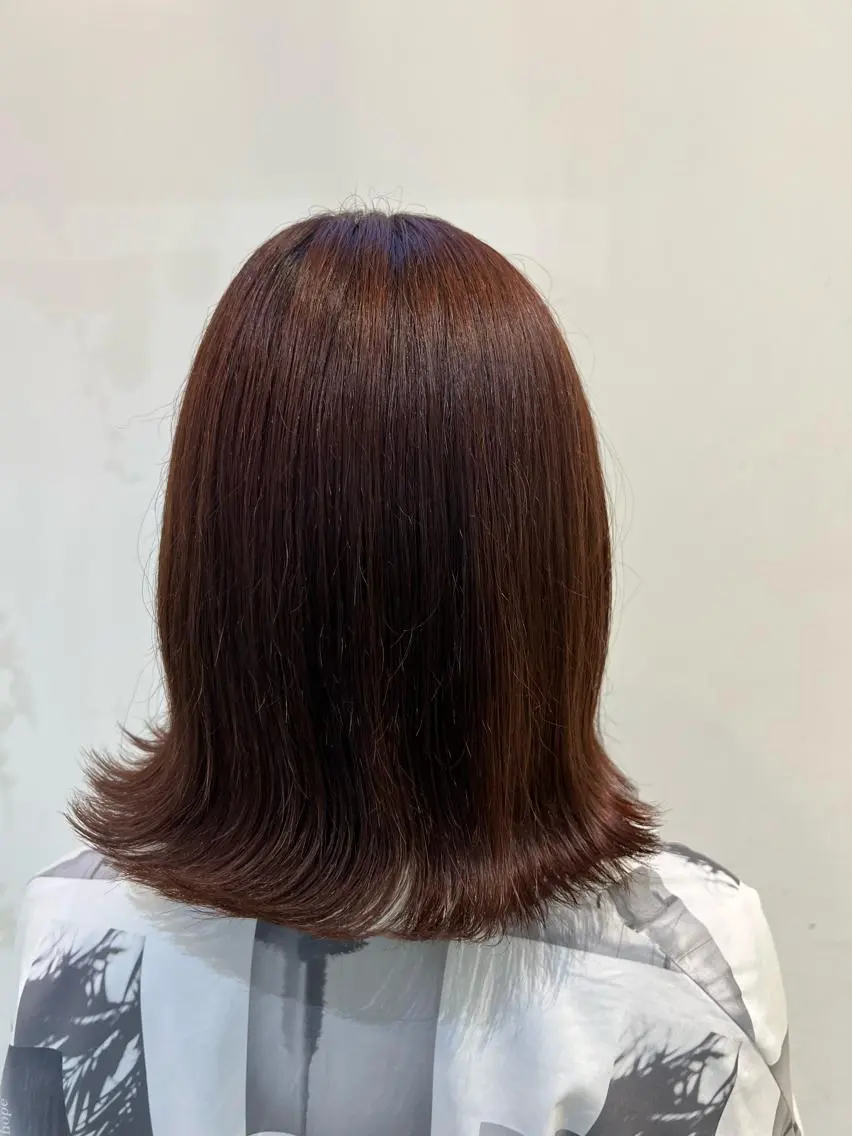 ミディアム カラー ブリーチしない暖色 カラー🥀杉 優菜のヘアスタイル