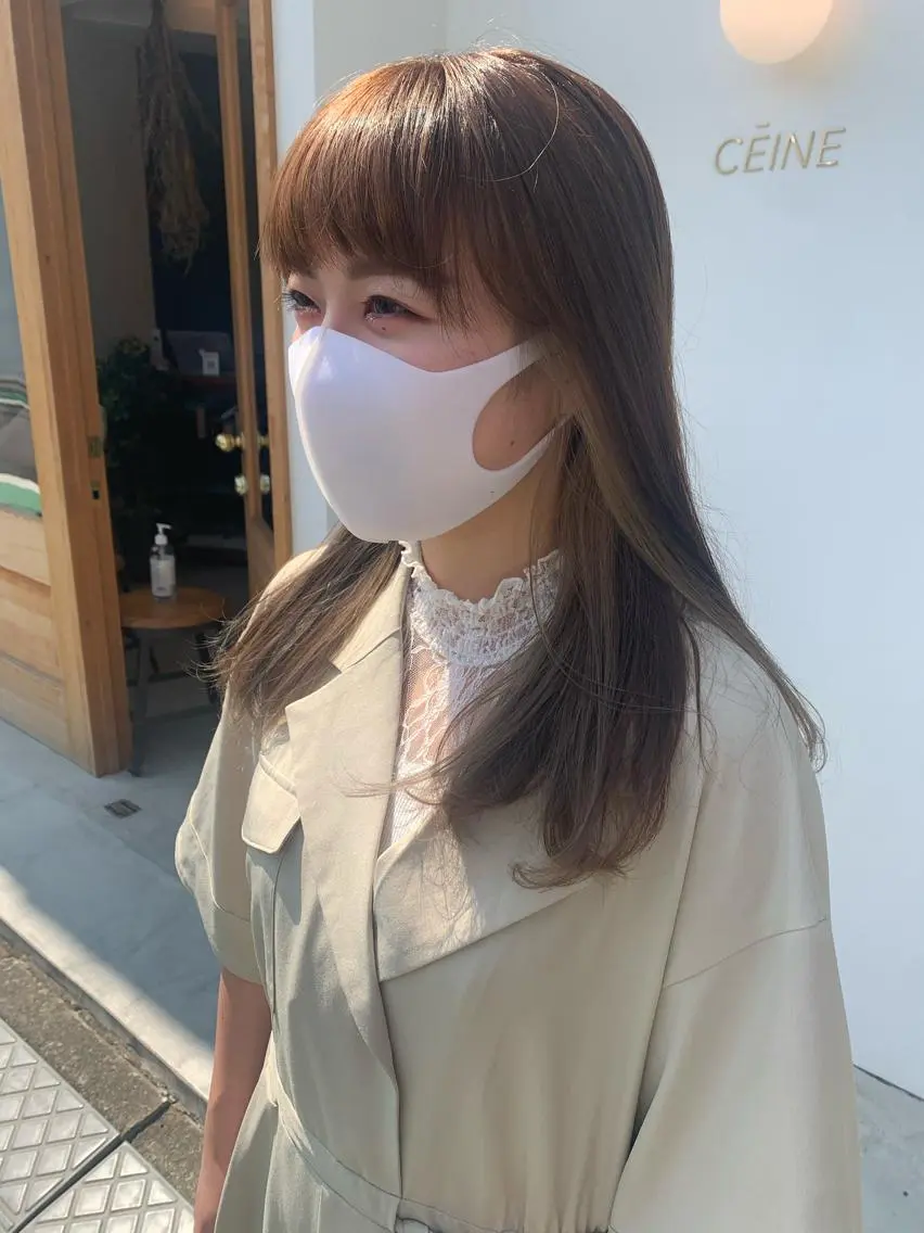 ミディアム カラー ベージュカラー ブリーチ ブリーチなしカラー ホワイトベージュ ヘアカラー 中目黒🌼 🌼ハナのヘアスタイル
