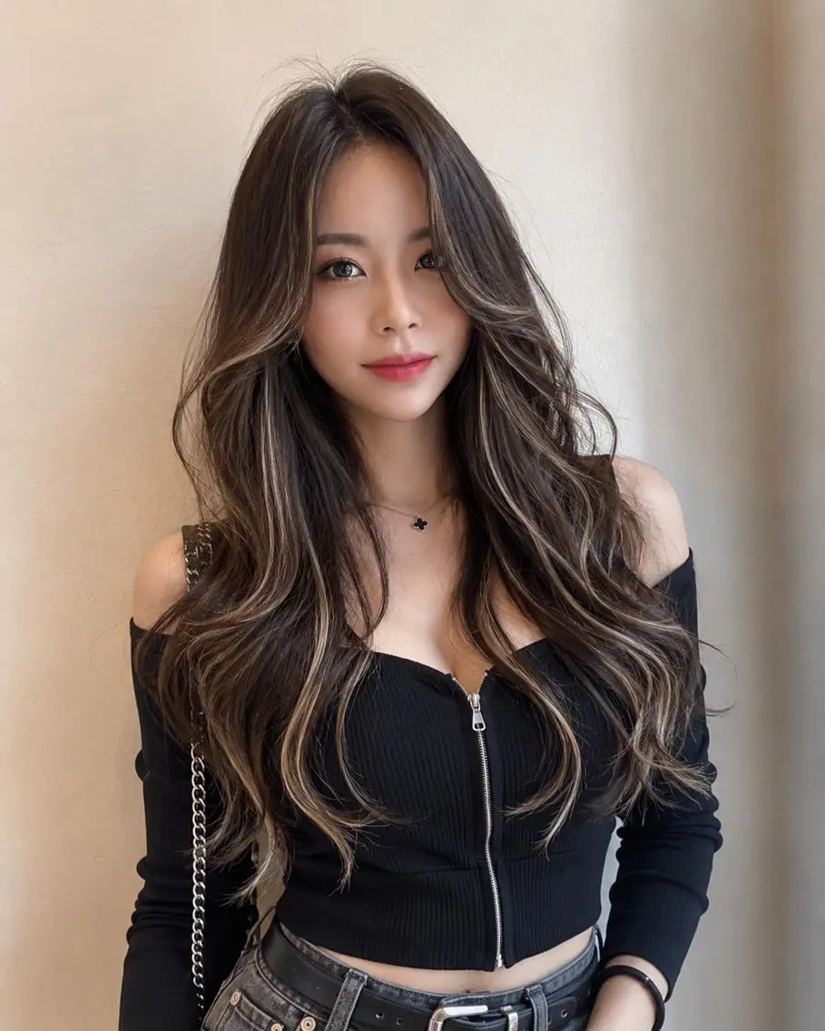 ロング カラー カラー ×シールエクステのヘアスタイル
