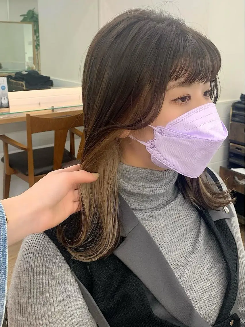 ミディアム カラー パーマ ヘアアレンジ メンズ キッズ ネイル マツエク・マツパ 似合せレイヤー/ 柔らか透明感カラーのヘアスタイル