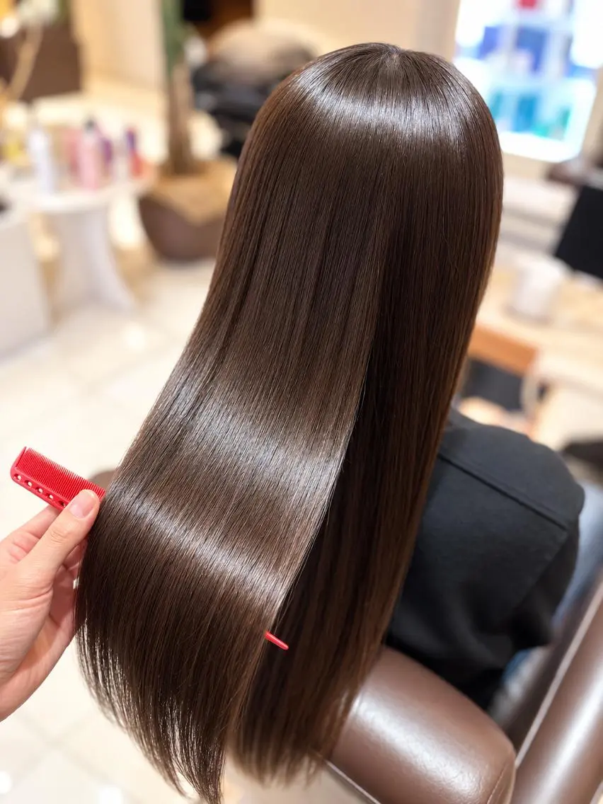 ロング くせ毛 髪質改善 ロング 縮毛矯正 カット 縮毛矯正 伊勢崎/nap hair 秋山拓未のヘアスタイル