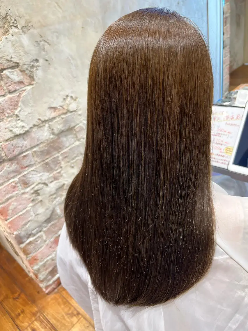 セミロング カラー 黒髪 ブリーチ ブリーチなしカラー 伸ばしかけ 髪質改善 美髪ヘッドスパ🫧 西山紗奈江💆♀️のヘアスタイル
