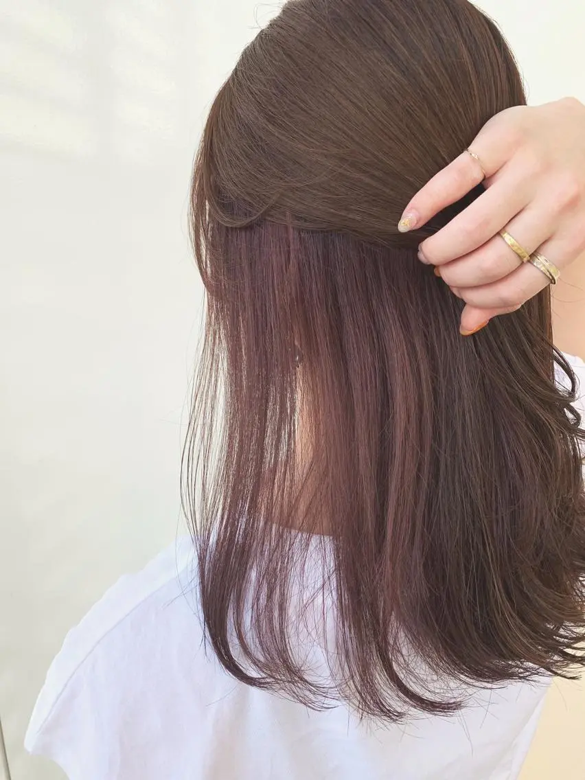 ミディアム カラー ヘアアレンジ ミディアムパーマ アディクシーカラー バレイヤージュ ブリーチ ケアブリーチ カット 縮毛矯正 トリートメント Zina福岡天神🪞 髪質改善🪞レイヤーのヘアスタイル