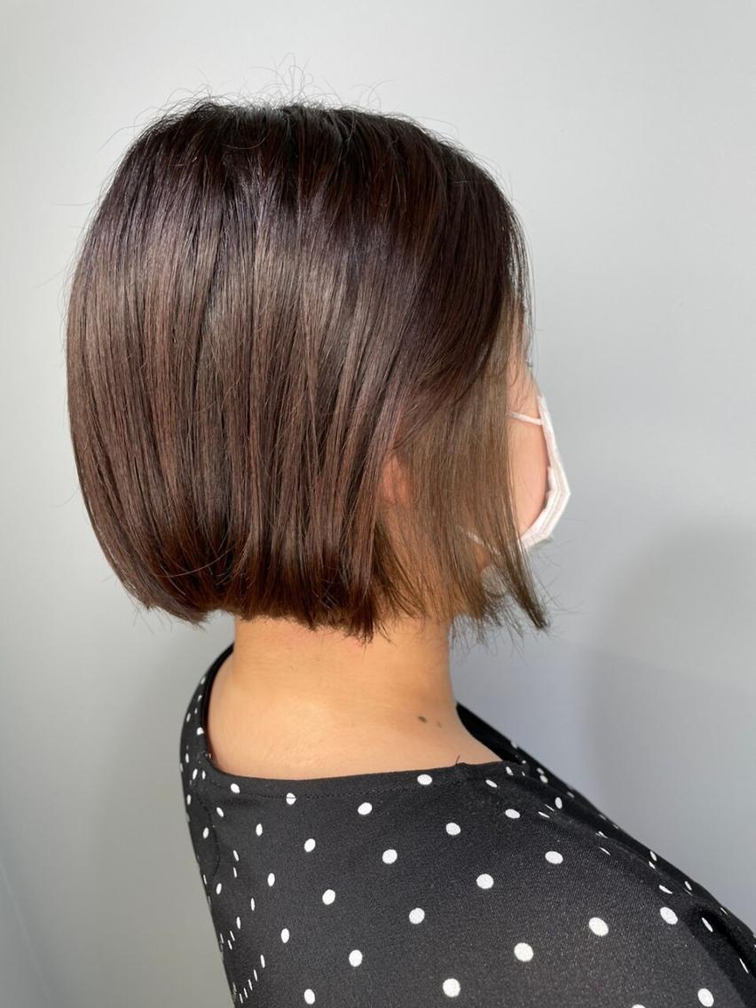 ロング ミストバング ボブ ハイライト かきあげバング トップスタイリスト ✨KIRIKA中野✨のヘアスタイル