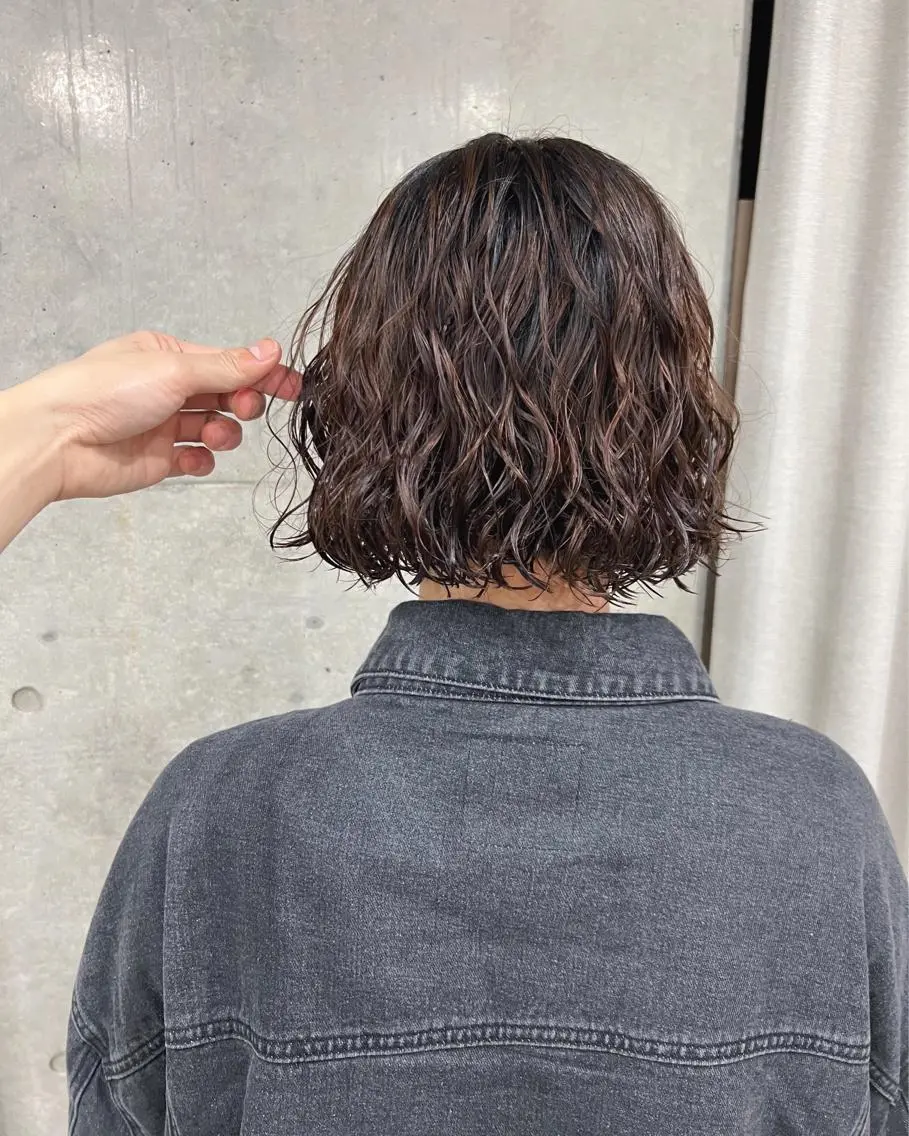ショート パーマ カット パーマ トリートメント ボブパーマコテ巻き風 パーマNo1深江秀平のヘアスタイル