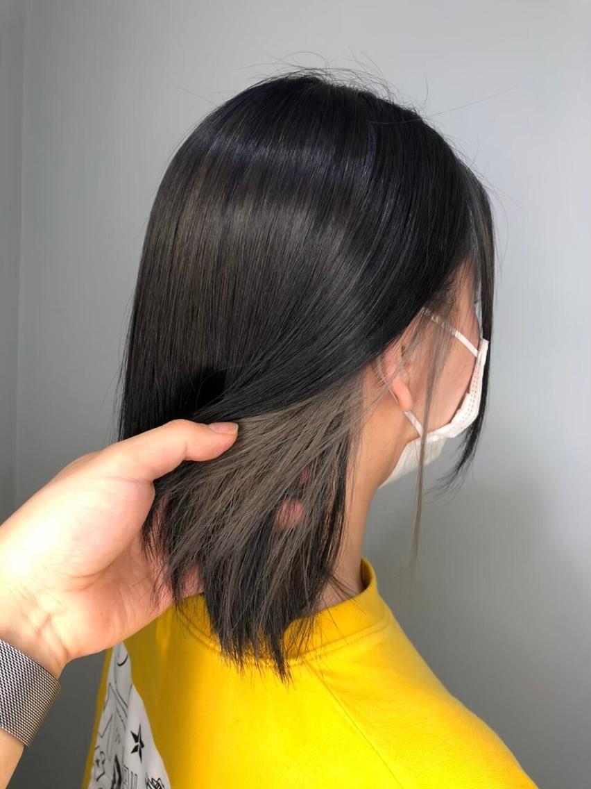 ロング ミストバング ボブ ハイライト かきあげバング トップスタイリスト ✨KIRIKA中野✨のヘアスタイル