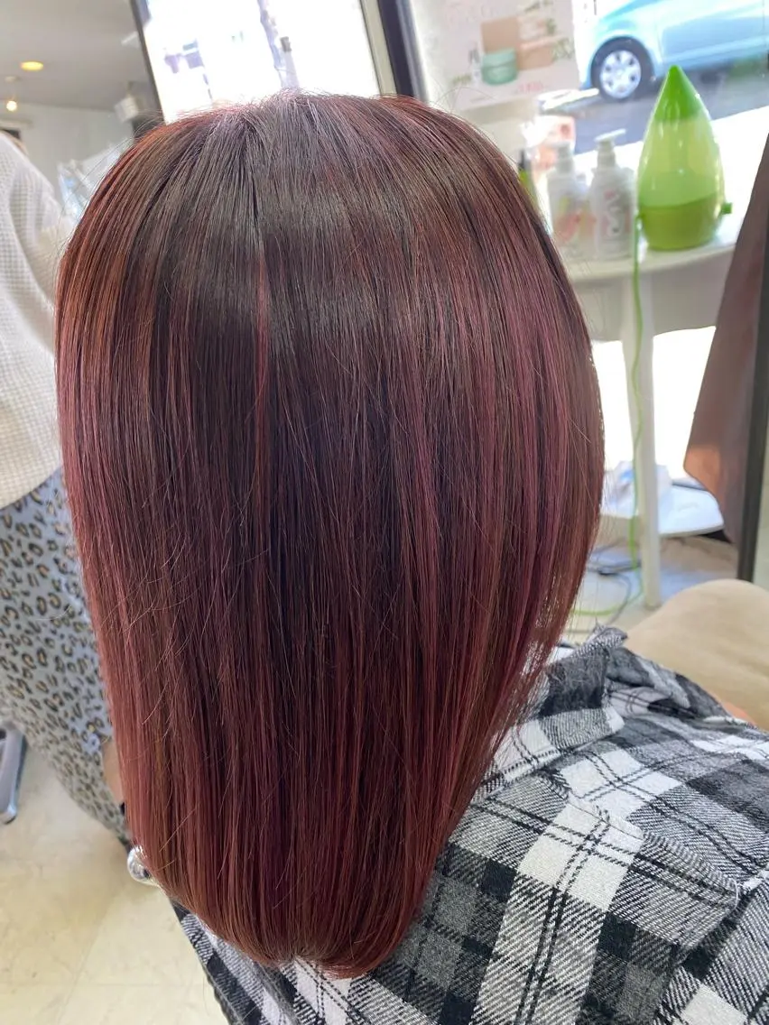 セミロング ピンクブラウン ハイライト imaizumi takuyaのヘアスタイル