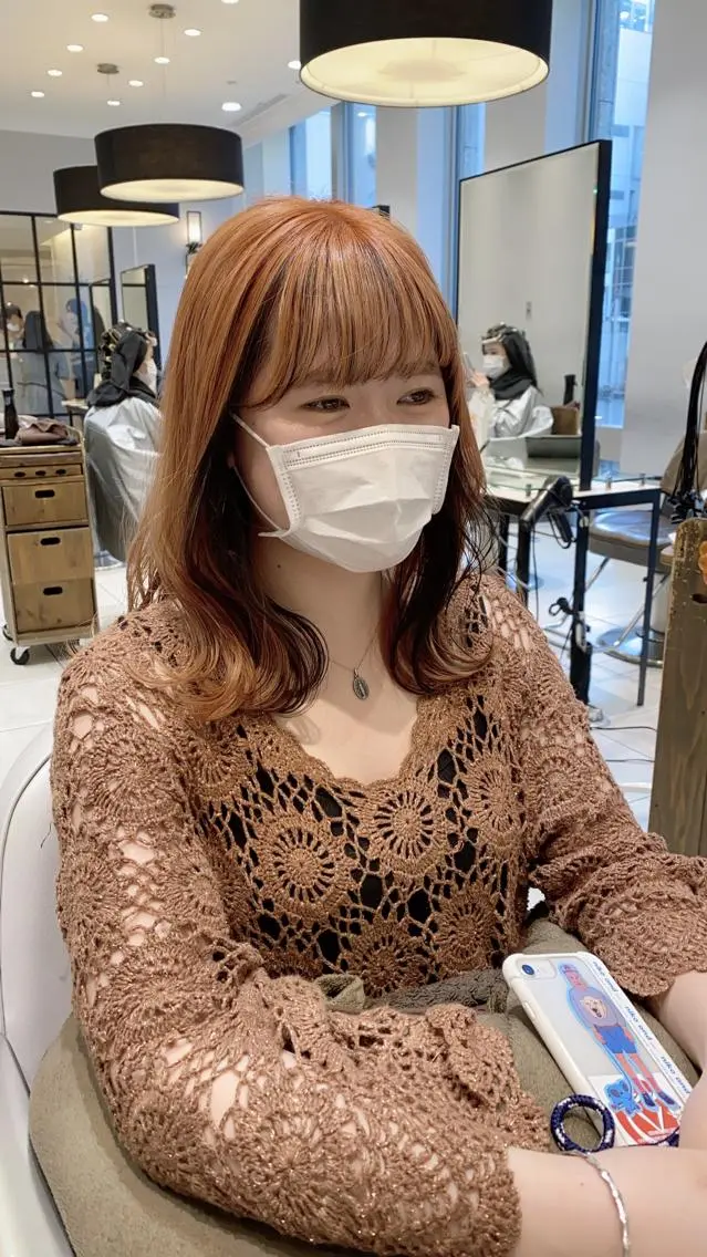 セミロング 似合わせ艶髪カラー ❤️ハダユミのヘアスタイル