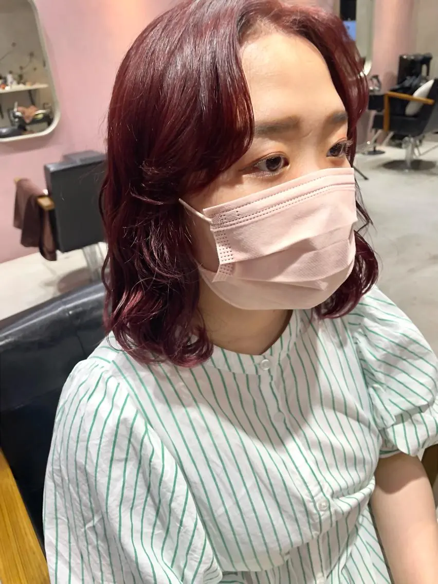 ミディアム カラー ふじはら ひなこのヘアスタイル