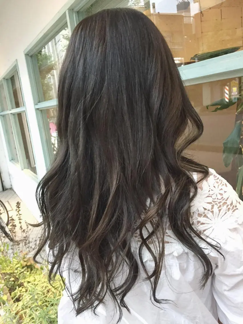 ロング カラー 黒髪 ブルーカラー ブルーブラック ハイライトカラー ハイライト ◇おの あすか◇のヘアスタイル